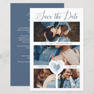 Cheap 4 Photos Blue Heart Engaged Couple Session