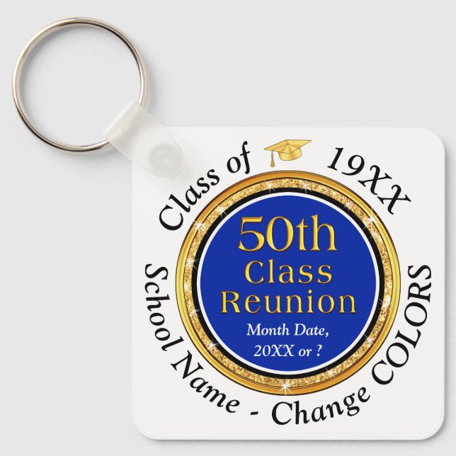 Cheap, 50th Class Reunion Gifts, Change COLORS Key Ring (Front)