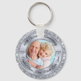 Cheap 60th Anniversary Favours, PHOTO and TEXT Key Ring