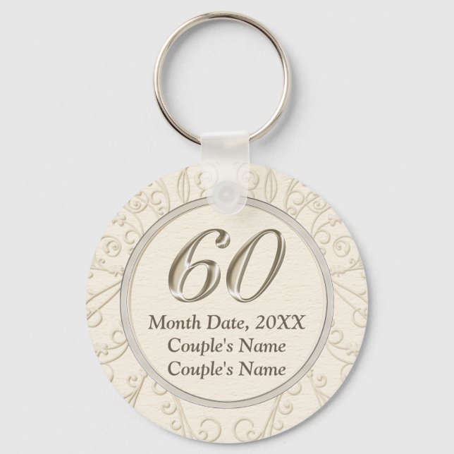 Cheap 60th Wedding Anniversary Favours PERSONALIZE Key Ring (Front)
