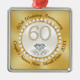 Cheap, 60th Wedding Anniversary Party Favours Keyc Metal Ornament