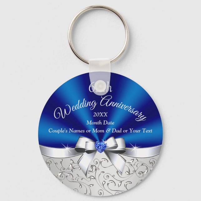 Cheap 65th Wedding Anniversary Party Favours Key Ring (Front)