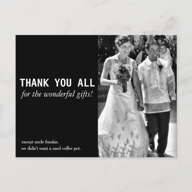 Cheap and Funny Wedding Thank You Card (Front)