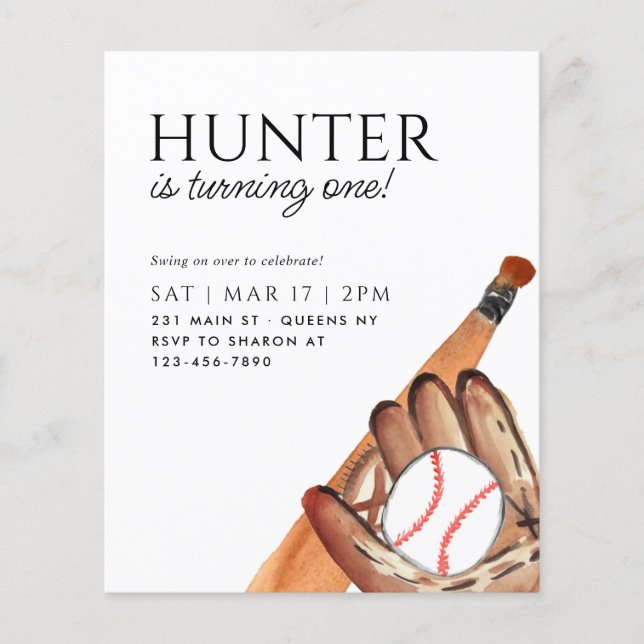 Cheap Baseball Bat Glove Ball Kid Sports Birthday Flyer (Front)