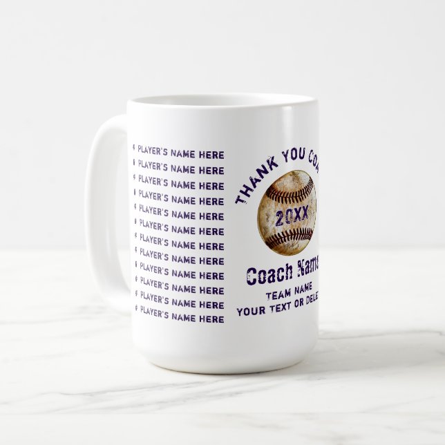 Cheap Baseball Coach Gifts, Your Text, Your Coffee Mug (Front Left)