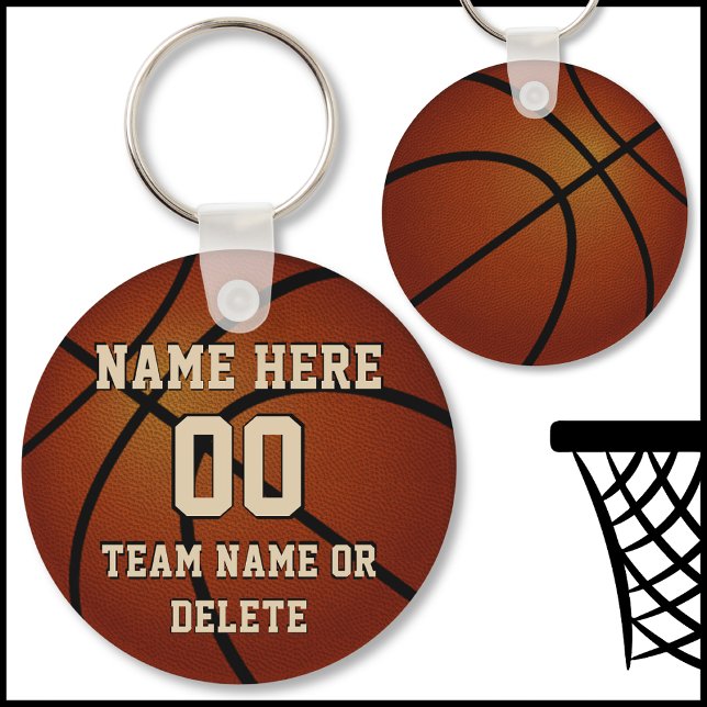 Cheap Basketball Keychains Personalised, 3 Text (Cheap Basketball Team Gifts. Gifts for basketball players from coach. Basketball party Favors. Cool.)