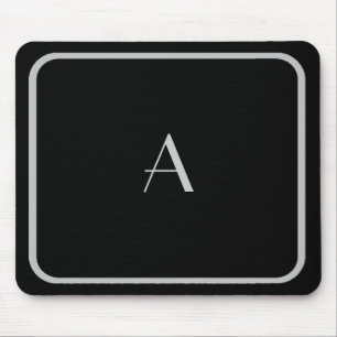 Cheap Black and Silver Monogram with Frame Mouse Pad
