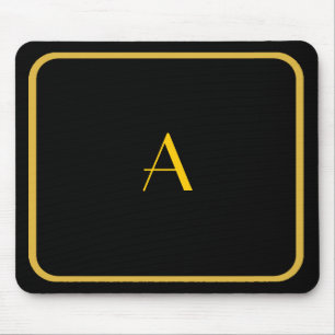 Cheap Black Mousepad w/ Gold Frame & Monogram