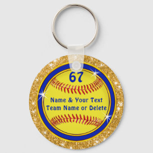 Cheap Blue and Gold Softball Team Gifts, Softball Key Ring