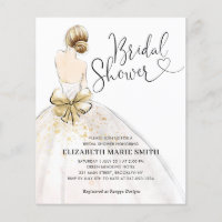 Cheap Bride Wedding Gown Bridal Shower Invitation