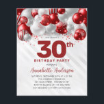 Cheap Burgundy Red Silver Balloon Glitter Birthday Flyer<br><div class="desc">Modern Glam Burgundy Red Silver Balloon Glitter Sparkle Any Age Birthday Invitation</div>