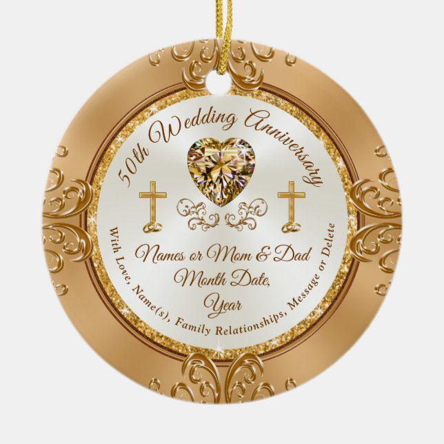 Cheap, Christian 50th Anniversary Gifts or Favours Ceramic Ornament (Front)
