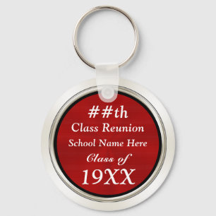 Cheap Class Reunion Gifts PERSONALIZED, Red, White Key Ring