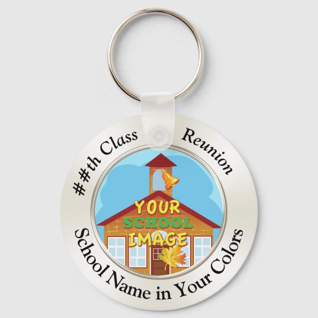 Cheap Class Reunion Gifts YOUR PHOTO, TEXT Key Ring (Front)