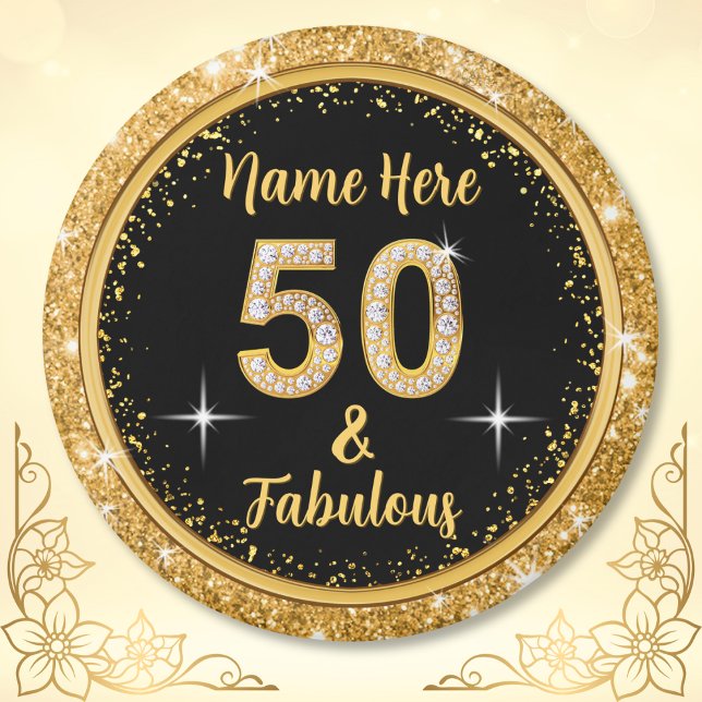 Cheap Custom Fabulous and 50 Birthday Party Favour Magnet (Elegant 50th birthday favors. Personalised, 50th birthday favours. 50th birthday favors for a woman.)