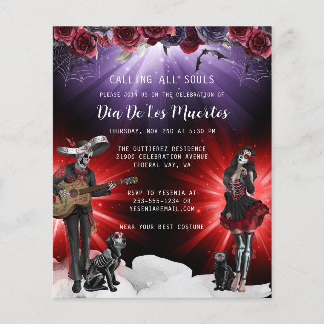 Cheap Day of the Dead Floral Flyer (Front)