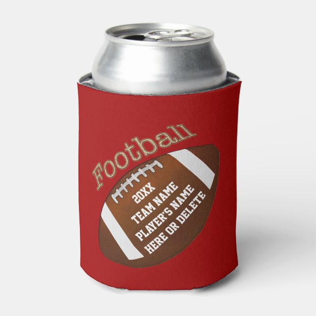 Cheap Football Team Gifts with 4 Lines YOUR TEXT Can Cooler (Can Front)
