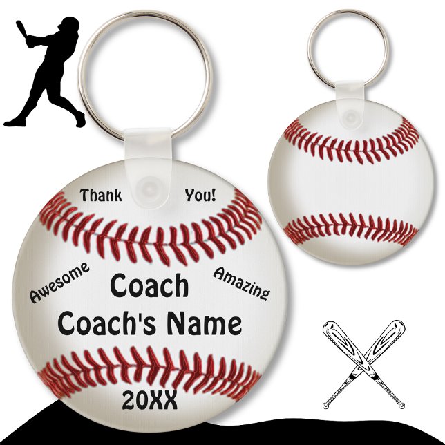 Cheap Gifts for Coaches Custom Baseball Keychains (Cheap Baseball Coach Gifts. Black, Red and White. End of Baseball Season, gifts for baseball coaches)
