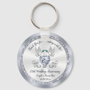 Cheap Gorgeous, 25th Wedding Anniversary Favours, Key Ring