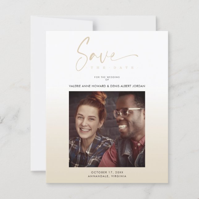 Cheap Modern Gradient Minimalist Photo Couple (Front)