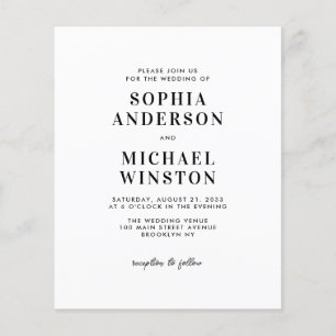 Cheap Modern Minimalist RSVP QR Photo Wedding Flyer