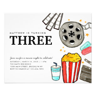 Cheap Movie Night Cinema Watch Party Kid Birthday Flyer