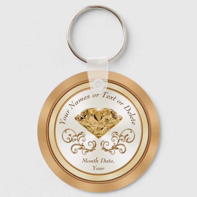 Cheap Personalised 50th Wedding Anniversary Key Ring (Front)