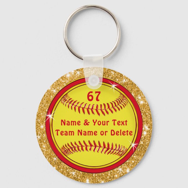 Cheap Personalised Softball Keychains, Your COLORS Key Ring (Front)
