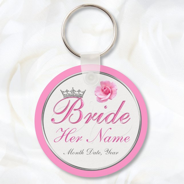 Cheap PERSONALIZED Gift Ideas for Bride to Be Key Ring (Bridal Shower Party Favors. Personalized Wedding Shower Favors. Pink, White, Silver Tiara Favors.)