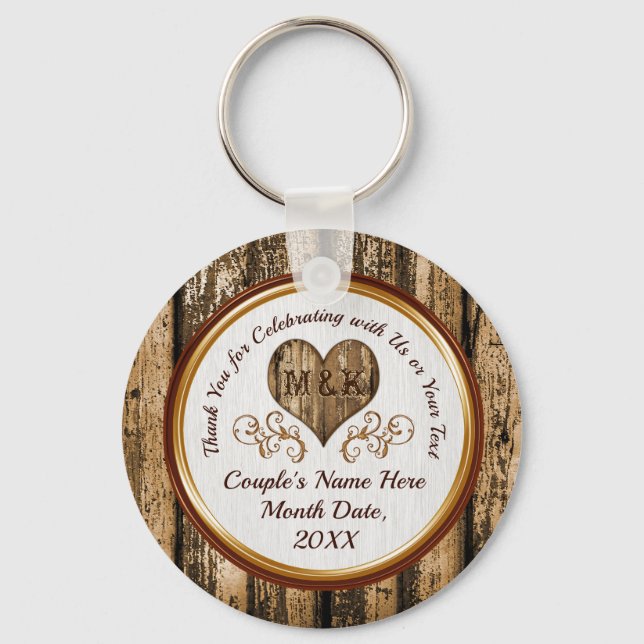 Cheap Personalized Rustic Wedding Gifts for Guests Key Ring (Front)