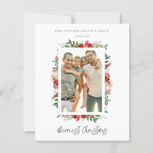 Cheap Photo Classic Merriest Christmas Poinsettias (Front)