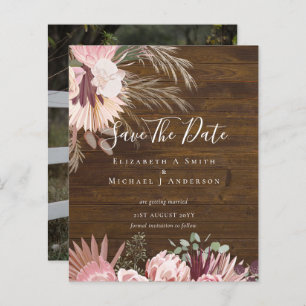 CHEAP PHOTO SAVE DATES - Pampas Grass Burgundy