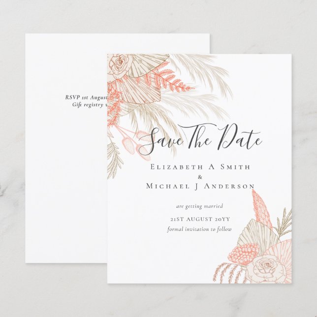 CHEAP Photo Save Dates PAMPAS GRASS Terracotta (Front/Back)