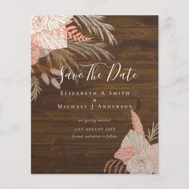 CHEAP Photo Save Dates PAMPAS GRASS Terracotta Flyer (Front)