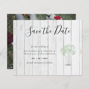 CHEAP Photo Save Dates Rustic Gypsophila Mason Jar