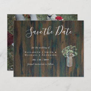 CHEAP Photo Save Dates Rustic Gypsophila Mason Jar