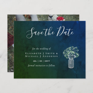 CHEAP Photo Save Dates Rustic Gypsophila Mason Jar