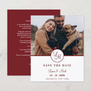 Cheap Red Rustic Photo Minimalist Wedding Initials