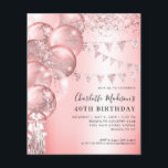 Cheap Rose Gold Glitter Balloon Any Age Birthday Flyer<br><div class="desc">Modern Elegant Blush Pink Rose Gold Glitter Sparkle Banner Balloon Any Age Birthday</div>