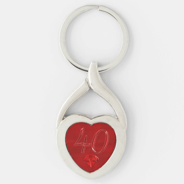Cheap Ruby 40th Wedding Anniversary Gifts for Wife Key Ring (Front)