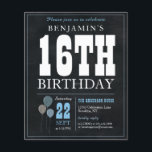 Cheap Rustic Chalkboard Blue Balloon 16th Birthday Flyer<br><div class="desc">Rustic Vintage Chalkboard White Blue Balloon 16th Birthday Party Invitation</div>