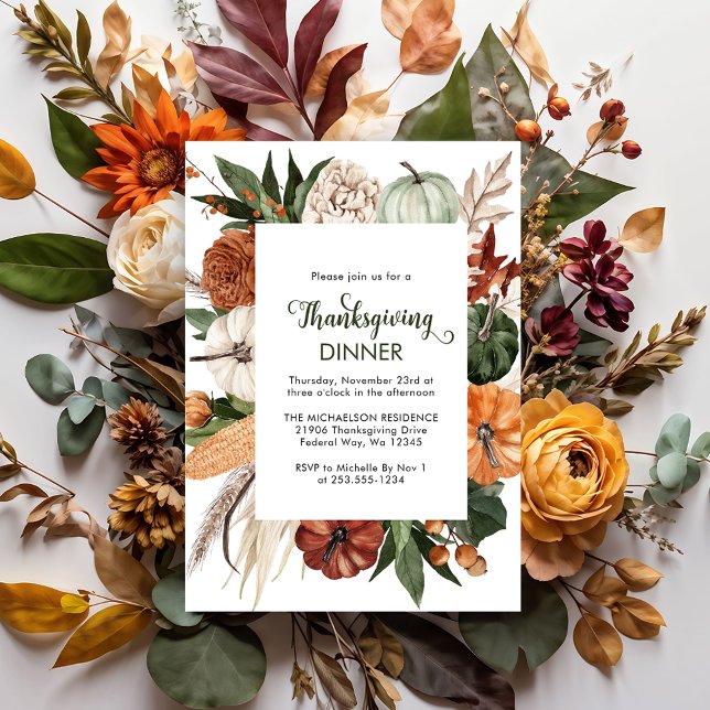 Cheap Rustic Green Thanksgiving Dinner Invite Flyer (Cheap Rustic Green Thanksgiving Dinner Invite Flyer)
