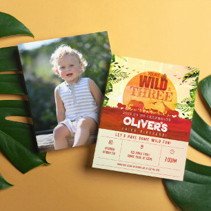 Cheap Safari Animal Young Wild & 3 Photo Birthday