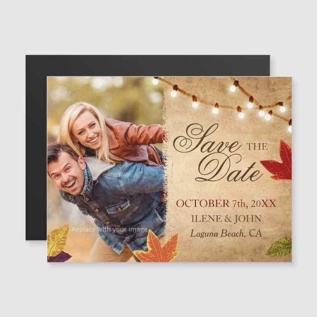 Cheap Save the Date Magnets | Rustic Wedding Ideas (Front/Back)