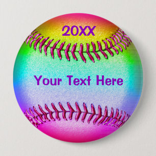 Cheap Softball Gifts for Girls YOUR TEXT and YEAR 10 Cm Round Badge