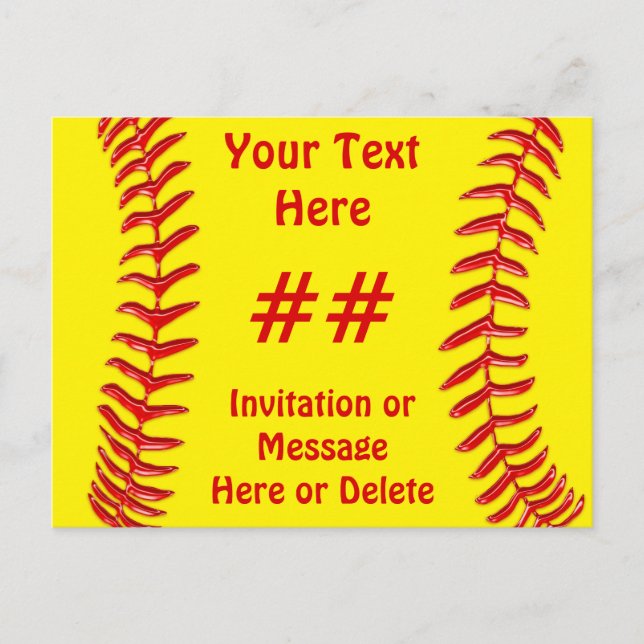 Cheap Softball Party Invitations PERSONALIZED (Front)