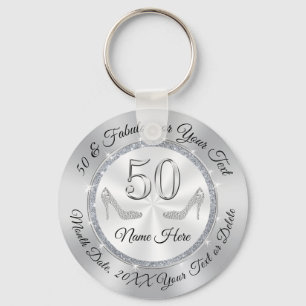 Cheap, Souvenir for 50th Birthday with Your Text Key Ring