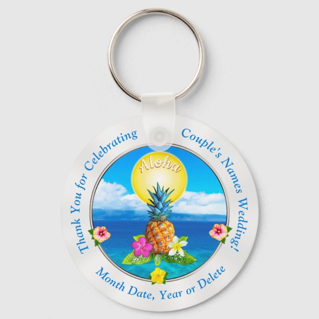 Cheap Stunning Hawaiian Wedding Favours Your Text Key Ring (Front)