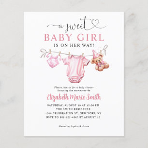 Cheap Sweet Little Pink Clothes Girl Baby Shower Flyer