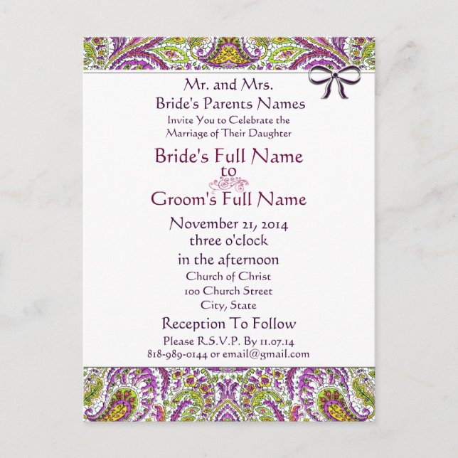 Cheap Wedding Invitation Postcards (Front)